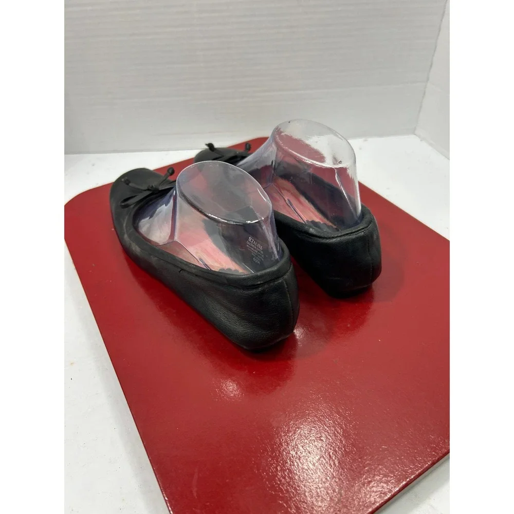 Sam & Libby Solid Ballet Flats 6.5M Black Leather Bow Balletcore Minimalist Chic